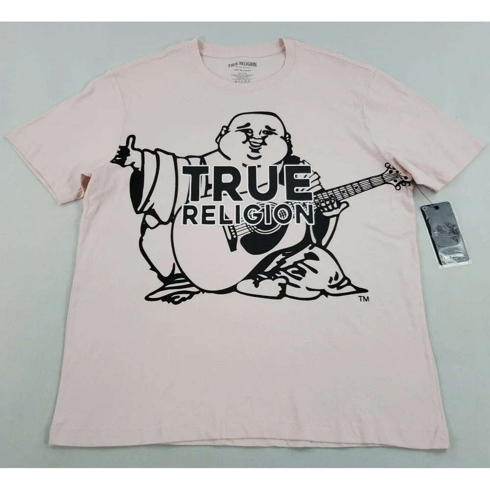 True Religion men t-shirt tee 107191 pale lilac big buddha cotton sz XL $59
